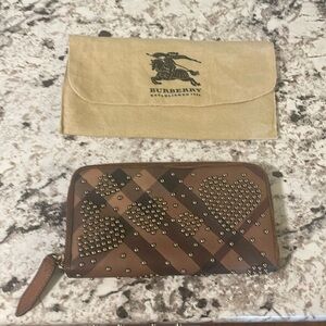 Authentic Burberry Heart Studded Zip Around Wallet